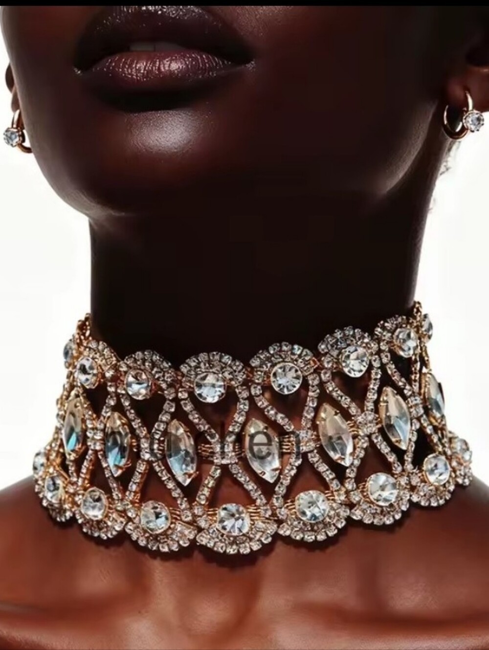 New! Clear Crystal Statement Choker Necklace • #1001 NWOT